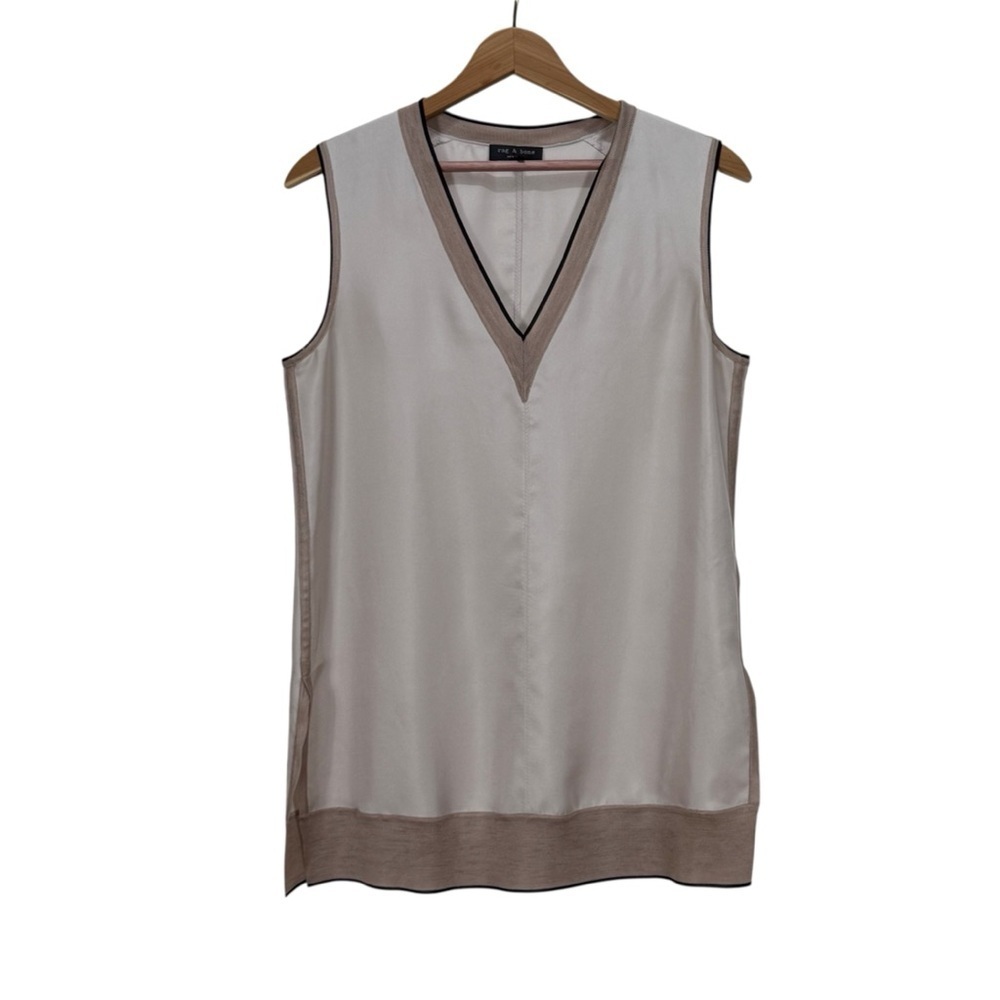 Rag & Bone Silk Sleeveless Blouse Top Women’s Small Beige Taupe V-Neck